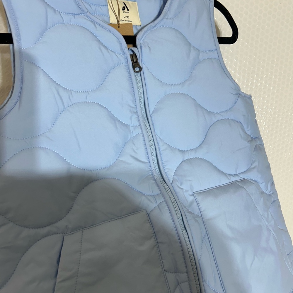Amazon Light Blue Lightweight Puffer Vest Size Large (10) NWT NEW - Picture 3 of 5
